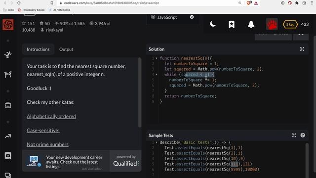 Codewars - Javascript - Find Nearest square number смотреть онлайн