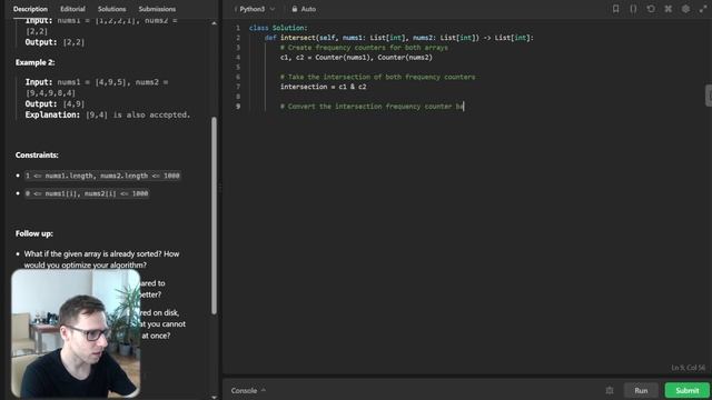 Crack ANY Interview: LeetCode 350. Intersection of Two Arrays II - Python Live-Coding смотреть онлайн