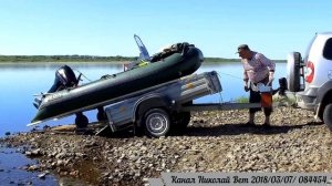 Подъем лодки ПВХ на прицеп МЗСА и спуск на воду.