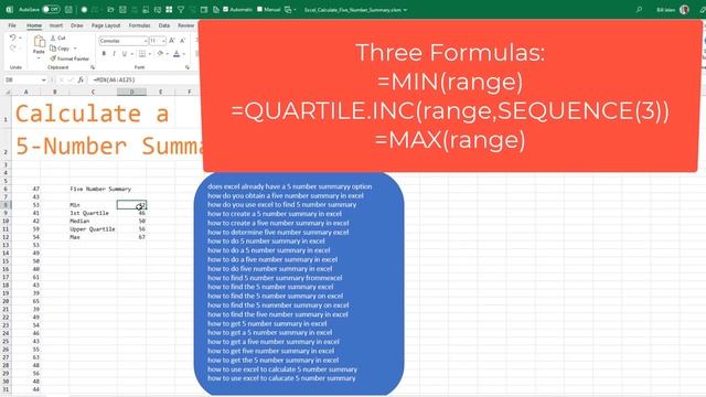 Excel 5 Number Summary In Excel - Easy And Fast! Episode 2571 смотреть онлайн