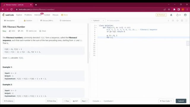 509. Fibonacci Number With Python | Leetcode with Python #leetcode #youtube #pythontutorial #python смотреть онлайн