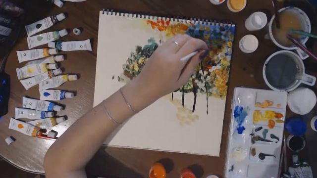 Рисовать просто! Осенняя пора! Рисуем осенний пейзаж)))) смотреть онлайн