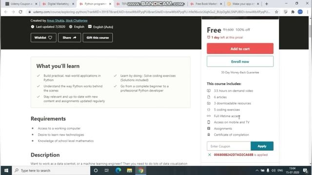 Udemy Free Certification Courses | Python,Digital Marketing,Web Developer смотреть онлайн