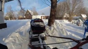 Чистим снег на участке с помощью мотособаки и волокуш!