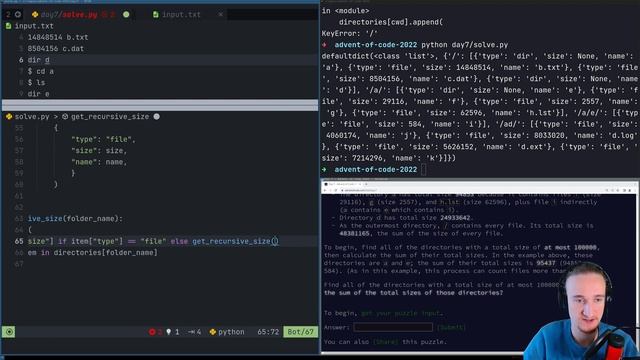 Advent of Code 2022 - Day 7 (Python) смотреть онлайн
