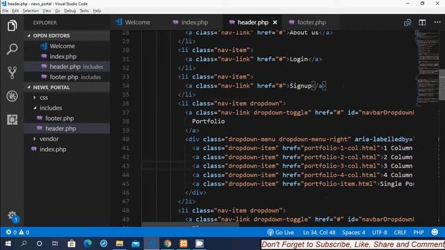 Online News Portal PHP Project - Header and Footer Customization in Hindi - Part -2 смотреть онлайн