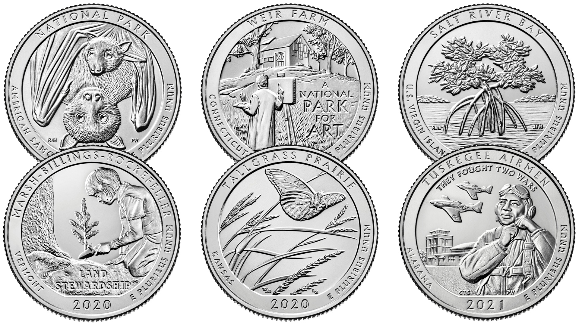 Монеты 25 центов из серии Прекрасная Америка выпуска 2020-2021 года. смотреть онлайн