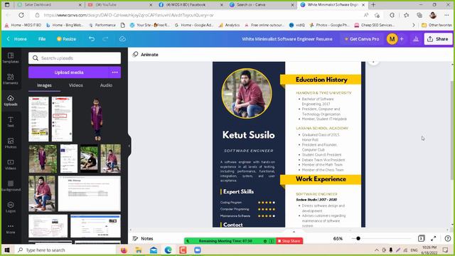SP-14 | Resume Writing By canva | CV writing | create a professional Resume Bangla tutorial 2022 | смотреть онлайн