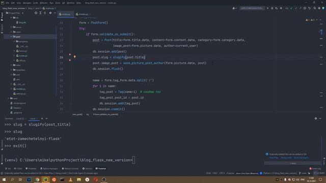 Человекочитаемые URL для постов в блоге на Flask с помощью python-slugify #16 смотреть онлайн