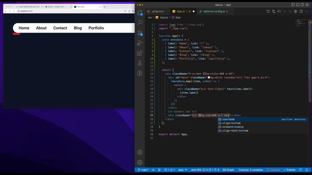Web menu with dynamic bar, Tailwind css & react, 10 min tutorial. смотреть онлайн