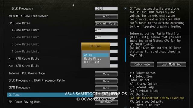 ASUS SABERTOOTH Z87 UEFI BIOS @ OCWORKBENCH