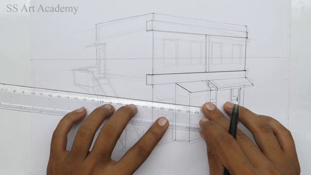Store Building Perspective drawing, 2 point perspective drawing смотреть онлайн