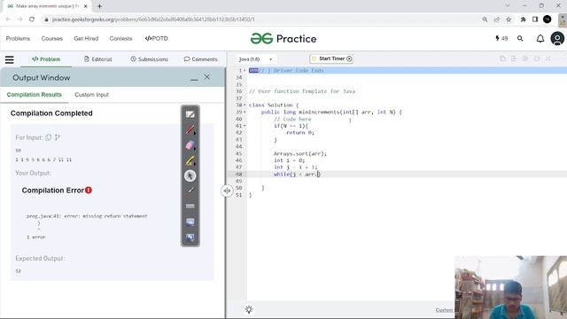 Make array elements unique | java | GFG | Problem Of The Day | 11 january 2023 смотреть онлайн