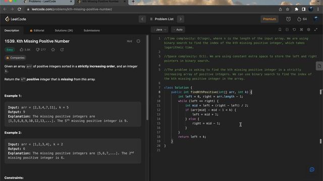 DAY 5 | 1539. Kth Missing Positive Number | LeetCode 1539 | JAVA смотреть онлайн