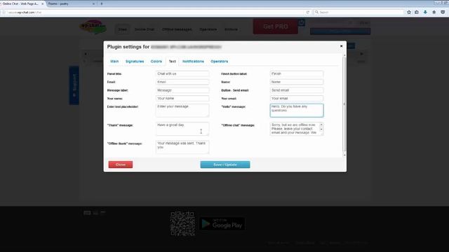 Online Chat for Wordpress. "Hello" and "Goodbye" text in wp-chat plugin for webpage смотреть онлайн