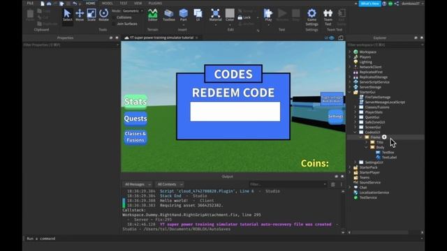 CODES+STAT SAVING - How To Make A Roblox Game Like Super Power Training Simulator Part 30