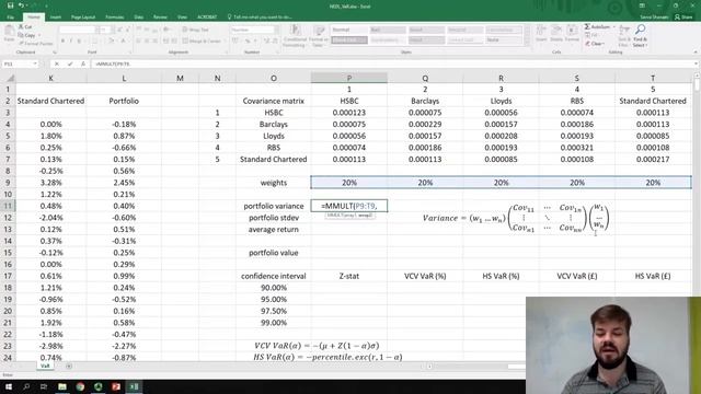 Value-at-risk (VaR) - variance-covariance and historical simulation methods (Excel) (SUB) смотреть онлайн