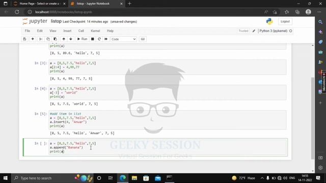 #23 Python Tutorials For Beginners | List Operations In Python | Change, Add, Clear List Items | GS смотреть онлайн