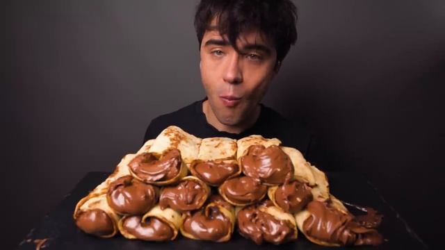 ASMR Nutella Chocolate Crepe Rolls | Mukbang Eating Nutella Crepes | McBang ASMR