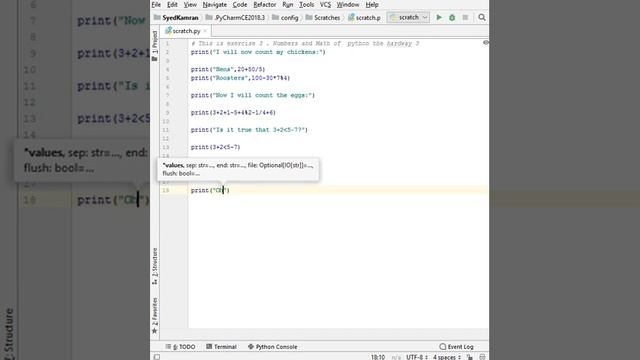 PYTHON THE HARDWAY exercise no 3 Numbers and Math смотреть онлайн