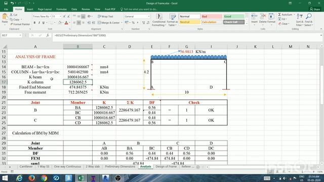 Analysis of 2D RC Frame : Comparison of Analytical results between Excel Sheet and Staad.Pro , смотреть онлайн