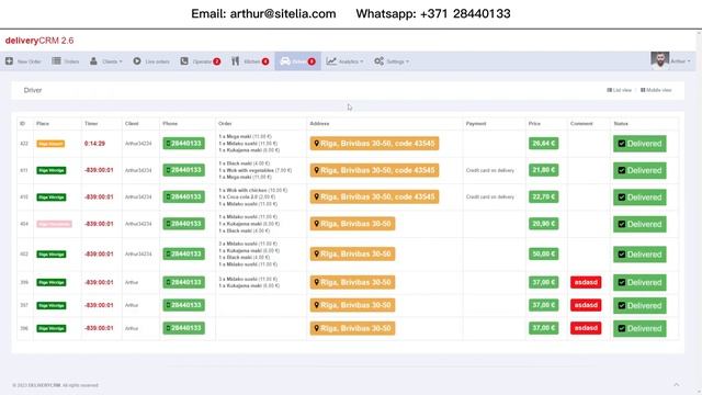 DeliveryCRM - система для обработки заказов по доставки еды