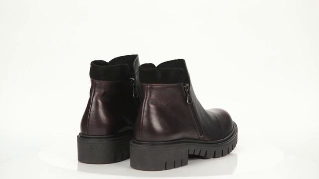 Бордовые ботинки из кожи на подкладке из текстиля на утолщеной рифленой подошве 01-7K62-22 смотреть онлайн