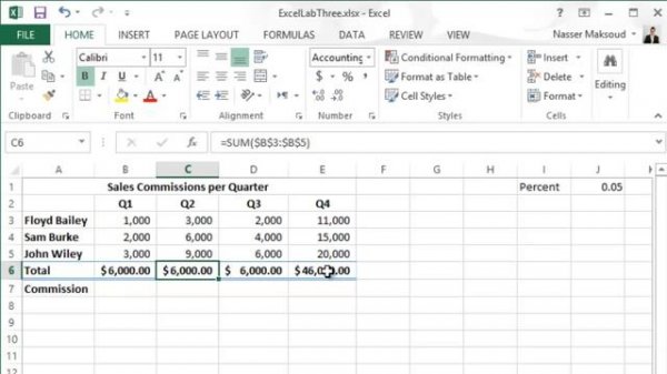 Microsoft Excel Lab Three
