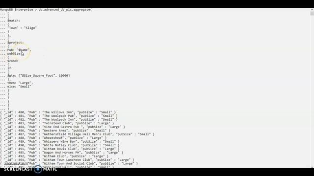 MongoDB Aggregation Example ($match, $project, $cond) смотреть онлайн