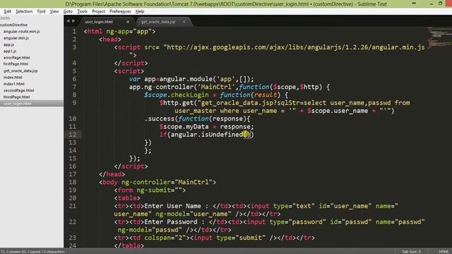 Login validation page with Angularjs using Oracle data with JSP. смотреть онлайн