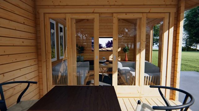 Moderne Træhytte Med Veranda Nora E 9 M2 / 44 MM / 3 X 6 M смотреть онлайн