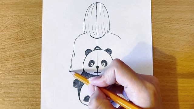 Как нарисовать Девушку С Рюкзаком в виде Панды | Рисунок Карандашом | Девушка С Пандой смотреть онлайн
