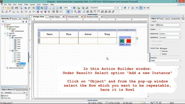 Add Delete Row of a Table in PDF Form (Expanding Table) made via AEM Designer (Livecycle) смотреть онлайн