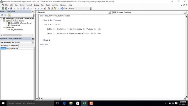 PART 104 - MID FUNCTION & REVERSE STRING BY USING VBA MACRO (TAMIL) | Kallanai YT смотреть онлайн