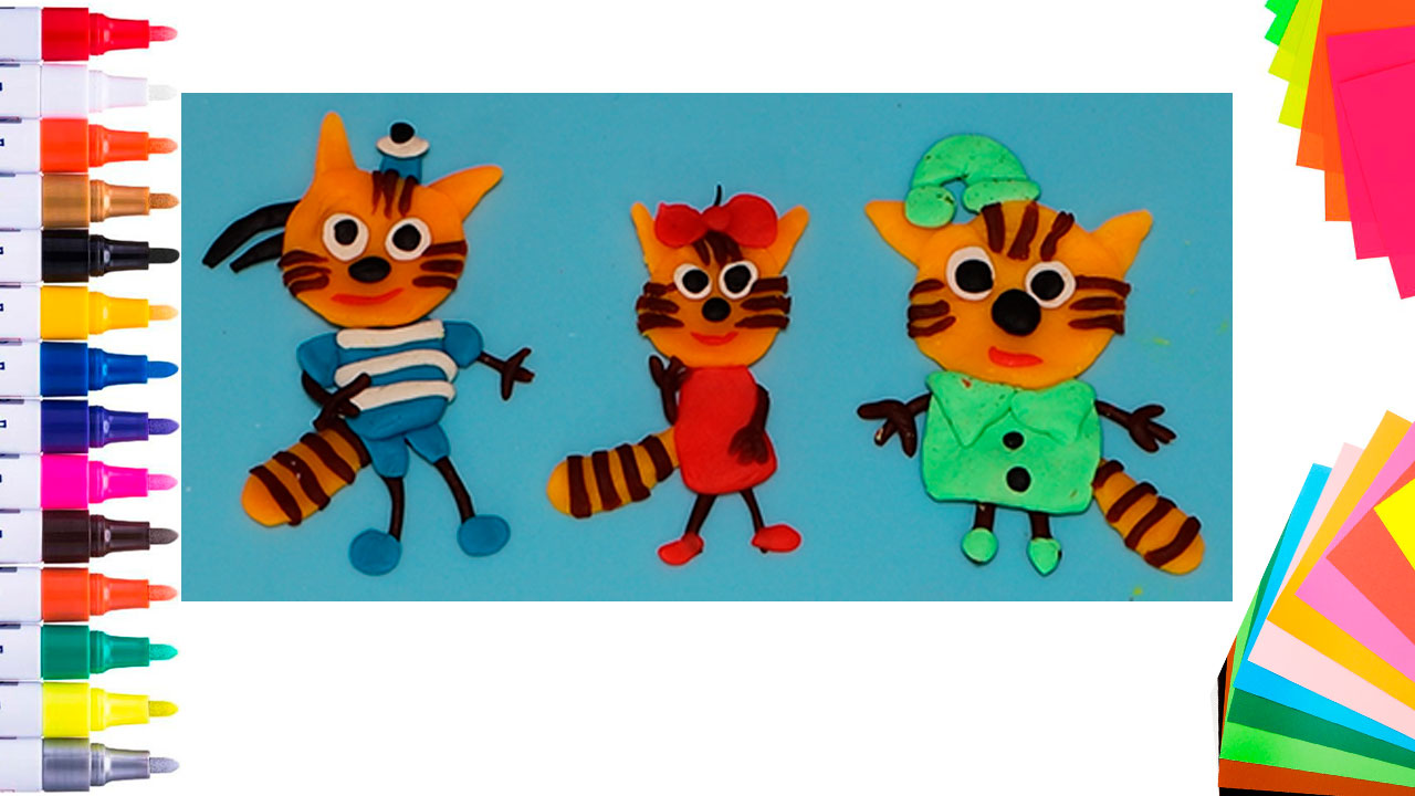 Детские поделки из пластилина Три Кота, простые поделки для детей пошагово смотреть онлайн