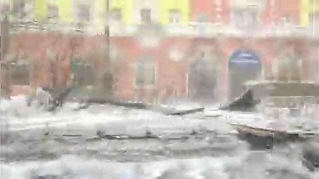 Норильск. На Ленинском проспекте разбросаны куски кровли. 23 марта 2016. смотреть онлайн
