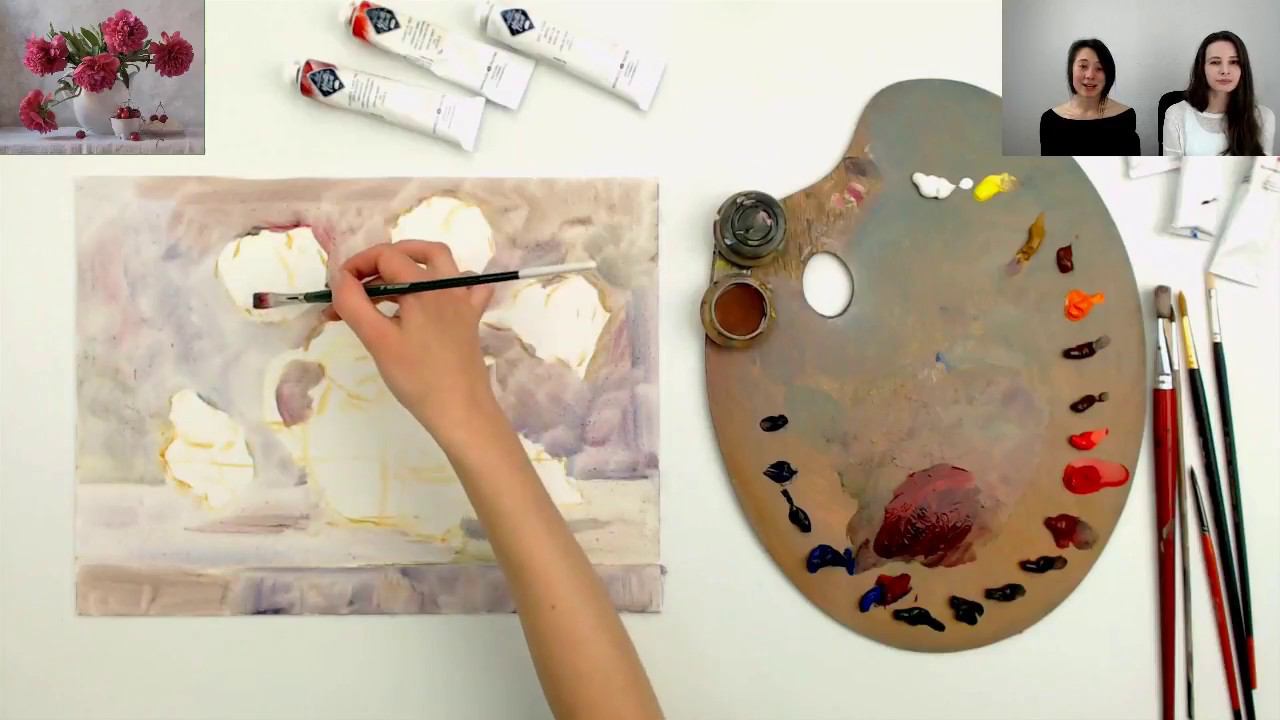 Бесплатный мастер-класс "Великолепные пионы" | Как нарисовать цветы пионы смотреть онлайн