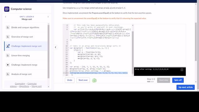 Challenge Implement Merge Sort Khan Academy смотреть онлайн