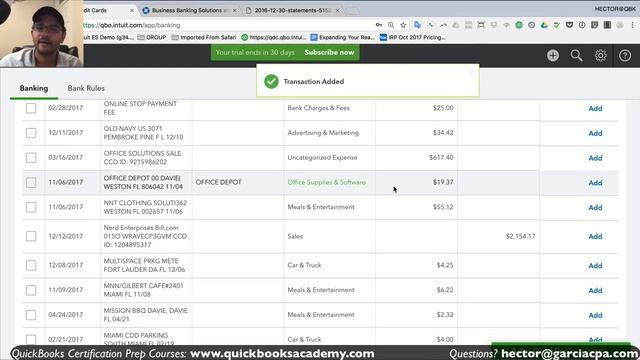 QuickBooks Online Tutorial: Online Banking / Bank Feeds (2019)