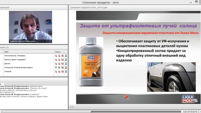3 2 0008 Вебинар LIQUI MOLY Сезонные продукты лето 14 05 2014 смотреть онлайн