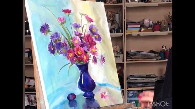 Живопись маслом "Астры" смотреть онлайн