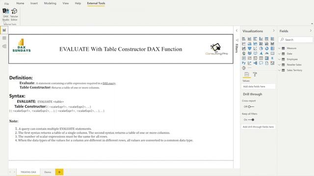 How to use EVALUATE and Table Constructor DAX Function in Power BI? | DAX Sundays |BI Consulting Pr смотреть онлайн
