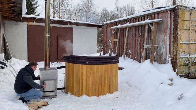 Тестируем время нагрева купели 1,8 метра. Купель фурако с печью. смотреть онлайн