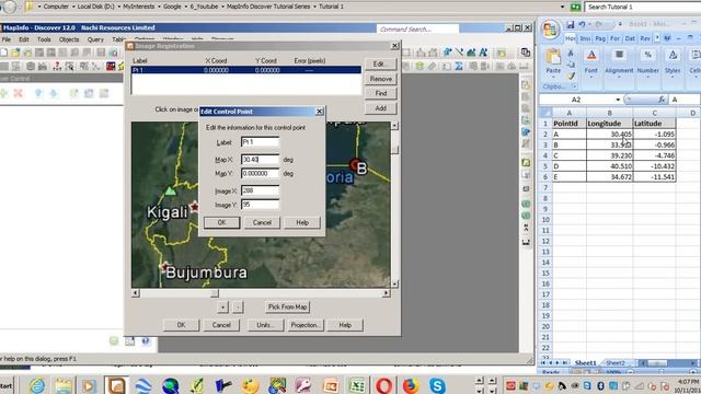 MapInfo Discover Tutorial 2 Georeferencing a raster image in MapiInfo using a known points coordina смотреть онлайн