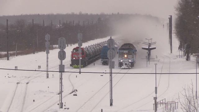 Тепловоз ТЭП70-0229 на ст. Вайвара / TEP70-0229 at Vaivara station смотреть онлайн