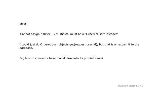 Django : How to convert request.user into a proxy auth.User class? смотреть онлайн