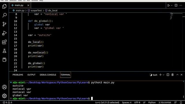 بايثون المتغيرات المحلية و الغير محلية | local & nonlocal & global variables in python смотреть онлайн