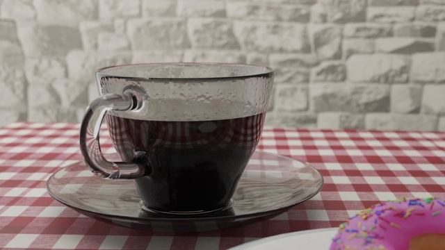 Видео с 3D пончиком и кофе смотреть онлайн