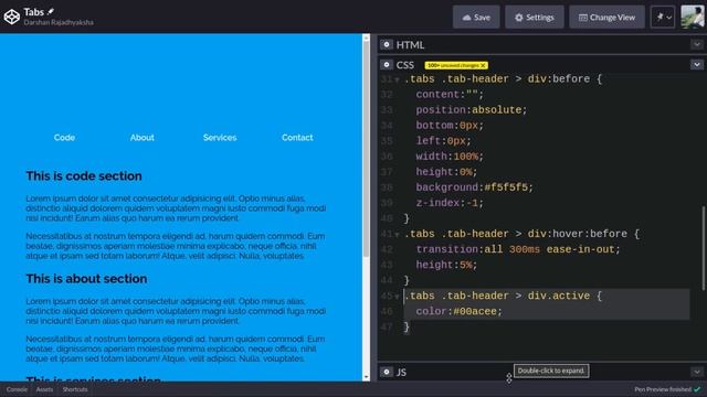 How to Create Animated Tabs Menu using HTML, CSS & JavaScript смотреть онлайн