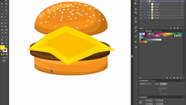 ???Hamburger - Adobe Illustrator cs6 tutorial. How to create fastfood icon, design смотреть онлайн